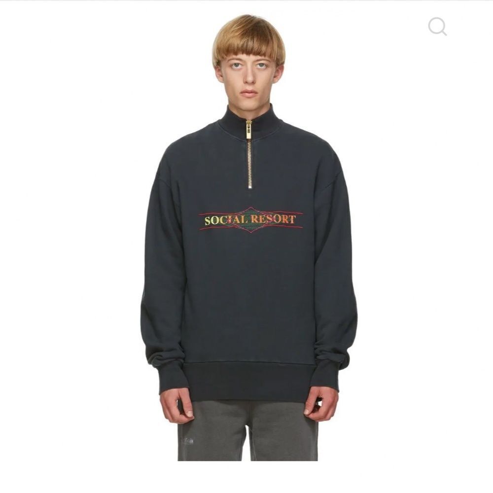 Han Kjobenhavn Black Half-Zip Sweatshirt Social Resort Size XL